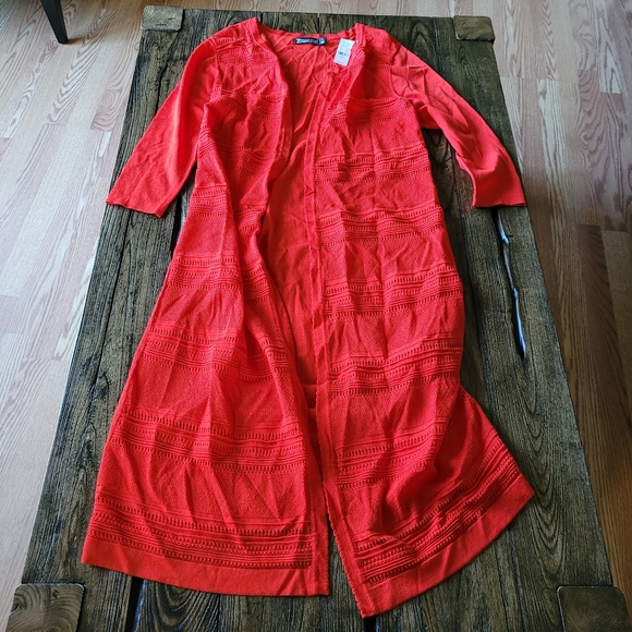 long red duster sweater